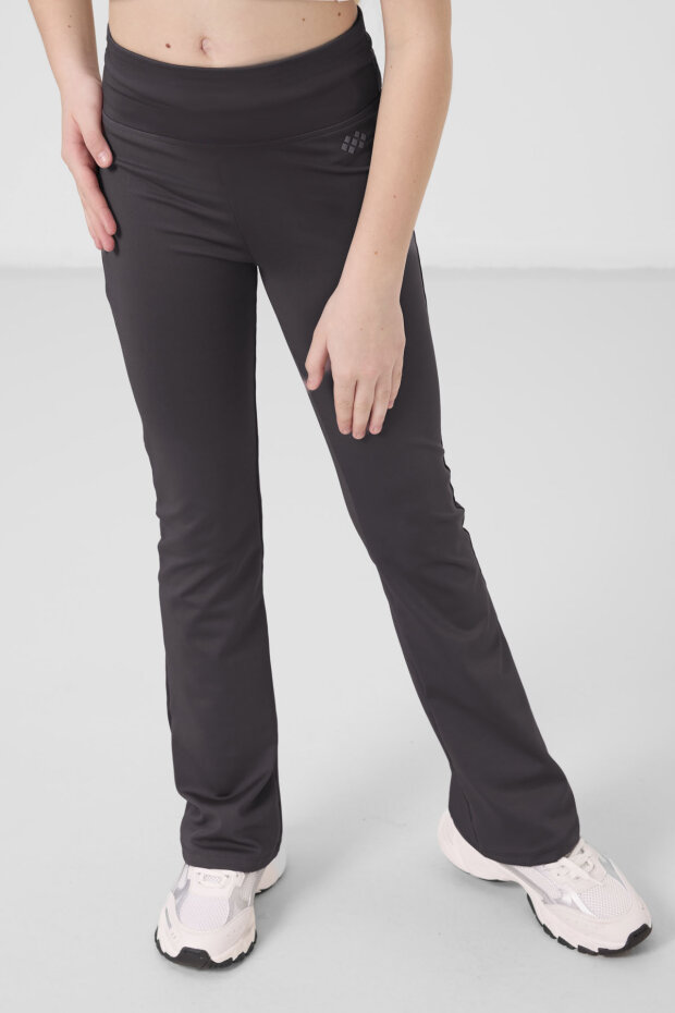 Antrasit Esnek Standart Fit Basic Performans İspanyol Paça Kız Çocuk Tayt - 75193 - 3