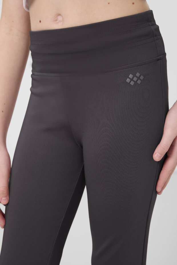 Antrasit Esnek Standart Fit Basic Performans İspanyol Paça Kız Çocuk Tayt - 75193 - 4