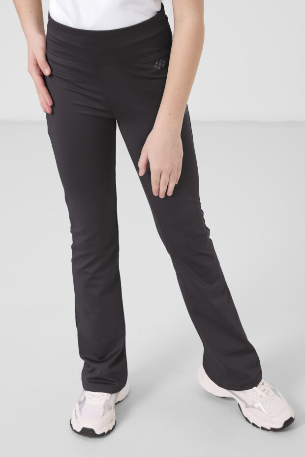 Antrasit Esnek Standart Fit Basic Performans İspanyol Paça Kız Çocuk Tayt - 75193 - 4