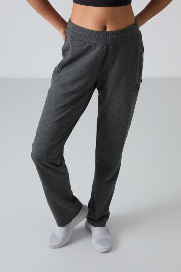 Antrasit Melanj Gizli Fermuar Cepli Rahat Form Klasik Paça Kadın Eşofman Alt - 94148 - TOMMYLIFE (1)