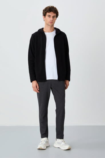 Antrasit Melanj Yüzeyi Dokulu Standart Fit Erkek Eşofman Alt - 82155 - Air Jones (1)