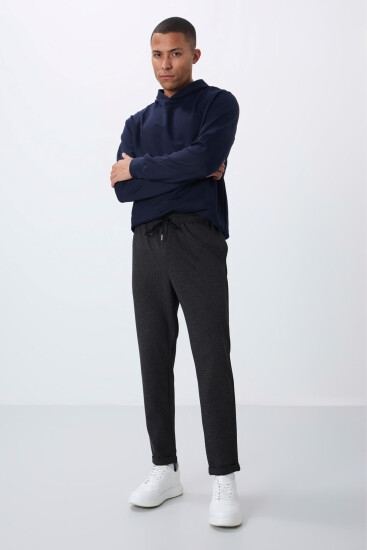 Antrasit Melanj Yüzeyi Dokulu Standart Fit Erkek Eşofman Alt - 82154 - Air Jones (1)