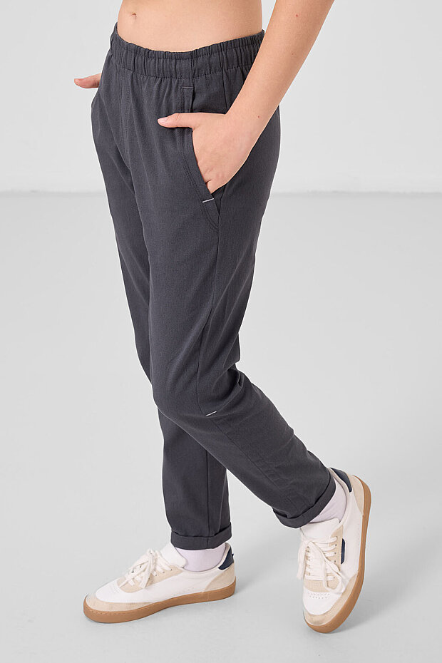 Antrasit Standart Fit Dokuma Hafif Esnek Chino Erkek Çocuk Pantolon - 11272 - 4