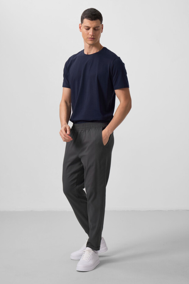 Antrasit Standart Fit Dokuma Hafif Esnek Chino Erkek Pantolon - 82175 - 1