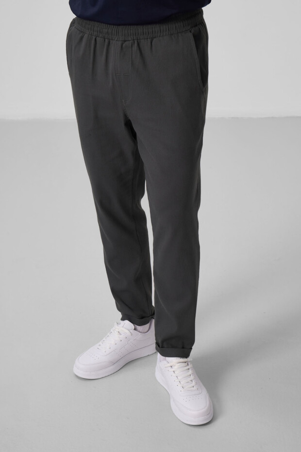 Antrasit Standart Fit Dokuma Hafif Esnek Chino Erkek Pantolon - 82175 - 4