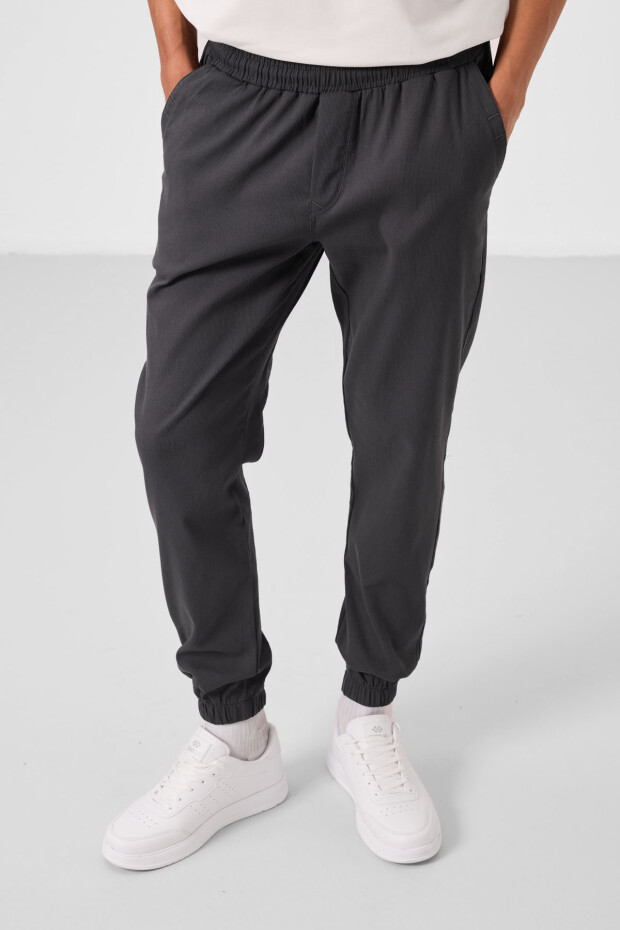 Antrasit Standart Fit Dokuma Hafif Esnek Chino Erkek Pantolon - 82176 - 4