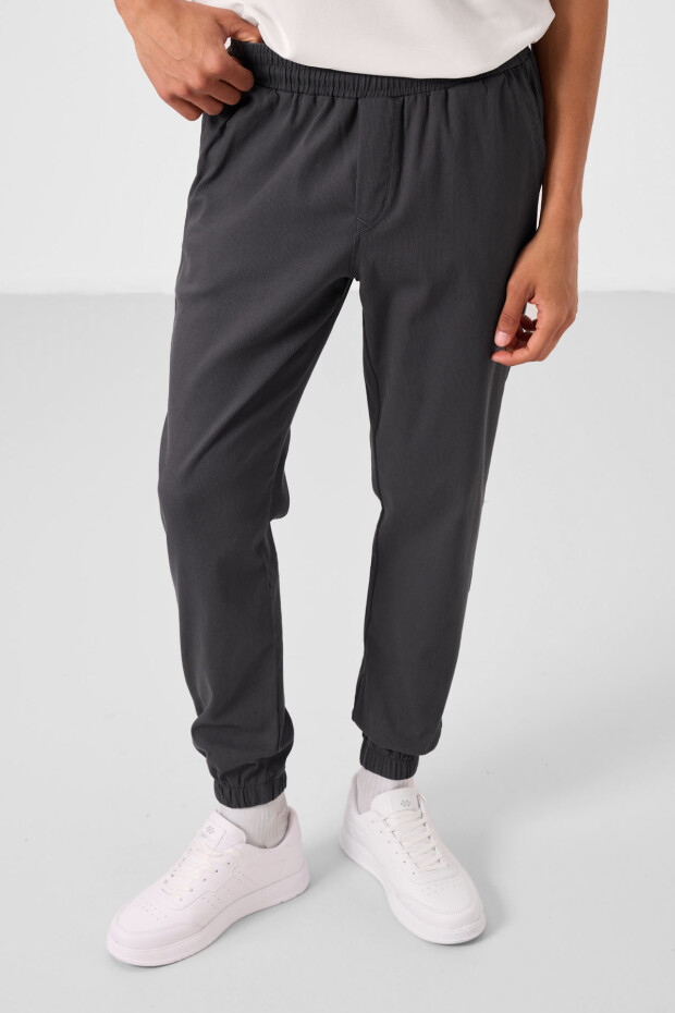 Antrasit Standart Fit Dokuma Hafif Esnek Chino Erkek Pantolon - 82176 - 2