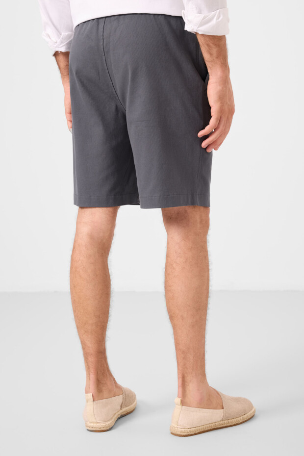 Antrasit Standart Fit Dokuma Hafif Esnek Chino Erkek Şort - 81289 - 6