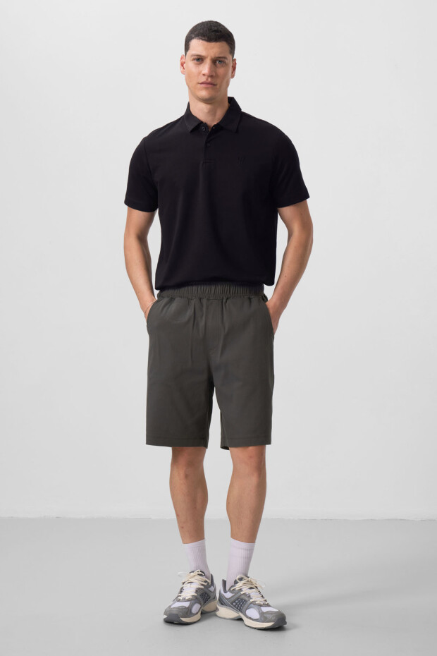 Antrasit Standart Fit Dokuma Hafif Esnek Chino Erkek Şort - 81290 - 2