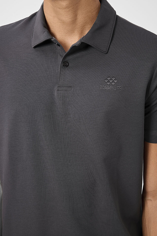 Antrasit Standart Kalıp Basic Polo Yaka Erkek T-Shirt - 87748 - 5