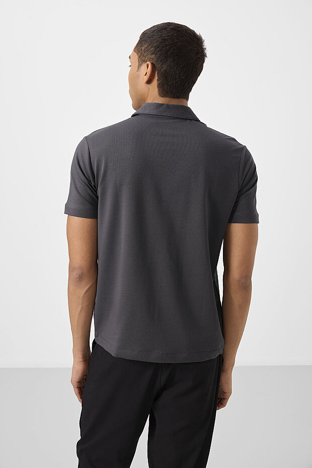Antrasit Standart Kalıp Basic Polo Yaka Erkek T-Shirt - 87748 - 6