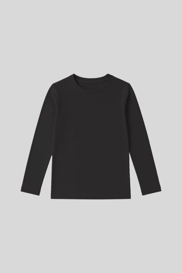 Antrasit O Yaka Standart Fit Basic Uzun Kollu Unisex Çocuk T-Shirt - 11329 - 1