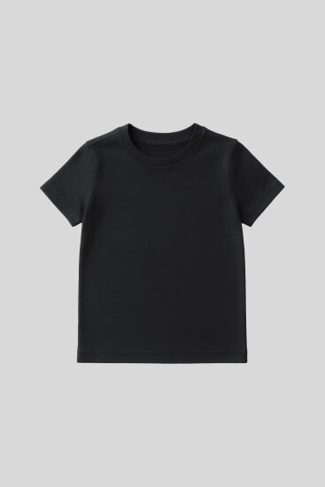 Antrasit O Yaka Standart Fit Basic Unisex Çocuk T-Shirt - 11328 