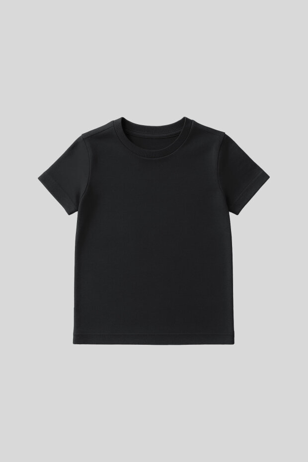 Antrasit O Yaka Standart Fit Basic Unisex Çocuk T-Shirt - 11328 - 1