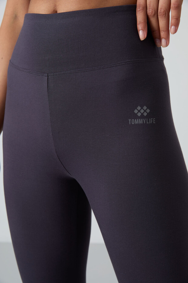 Antrasit Yüksek Bel Slim Fit Dar Paça Kadın Kapri Tayt - 93097 - 3