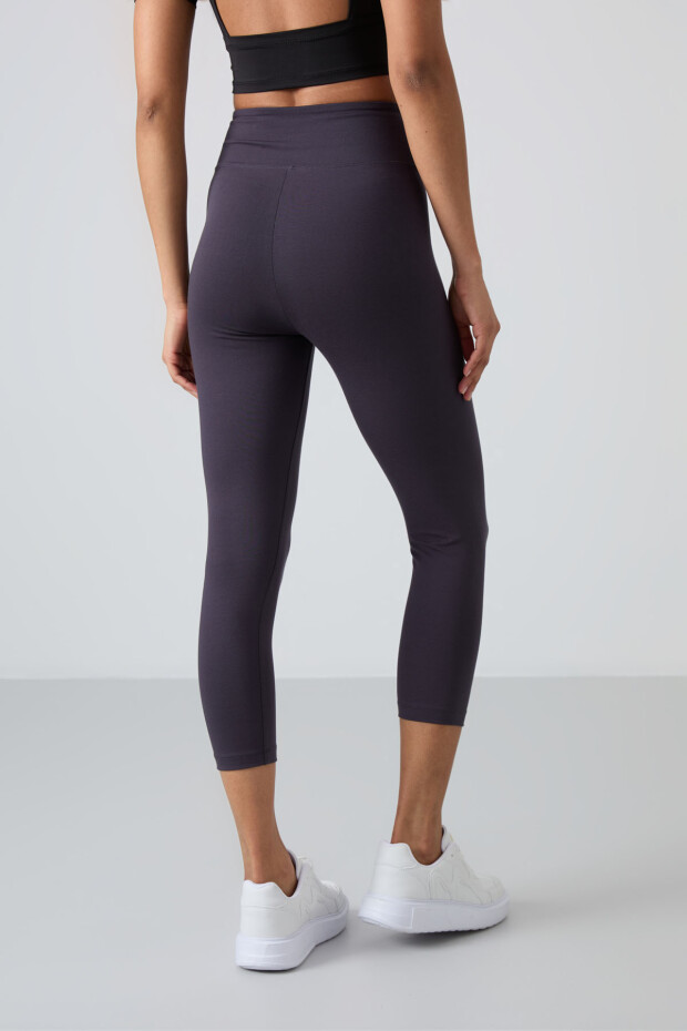 Antrasit Yüksek Bel Slim Fit Dar Paça Kadın Kapri Tayt - 93097 - 5