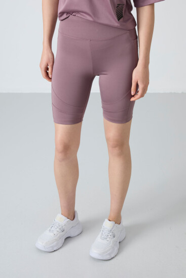 Gül Kurusu Esnek Standart Fit Performans Kadın Biker Tayt - 91012 - TOMMYLIFE (1)