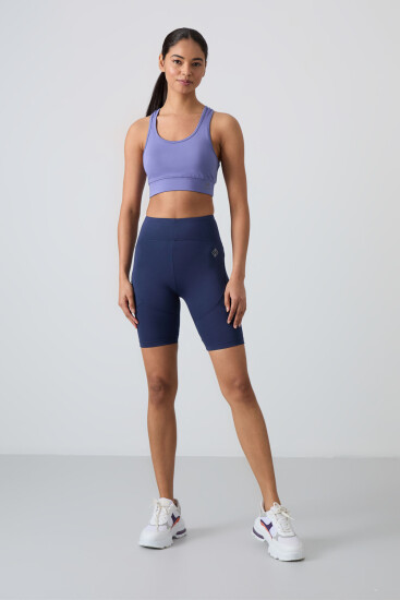 İndigo Esnek Standart Fit Performans Kadın Biker Tayt - 91013 - TOMMYLIFE