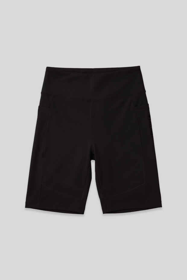 Siyah Esnek Standart Fit Performans Kadın Biker Tayt - 91012 - 2