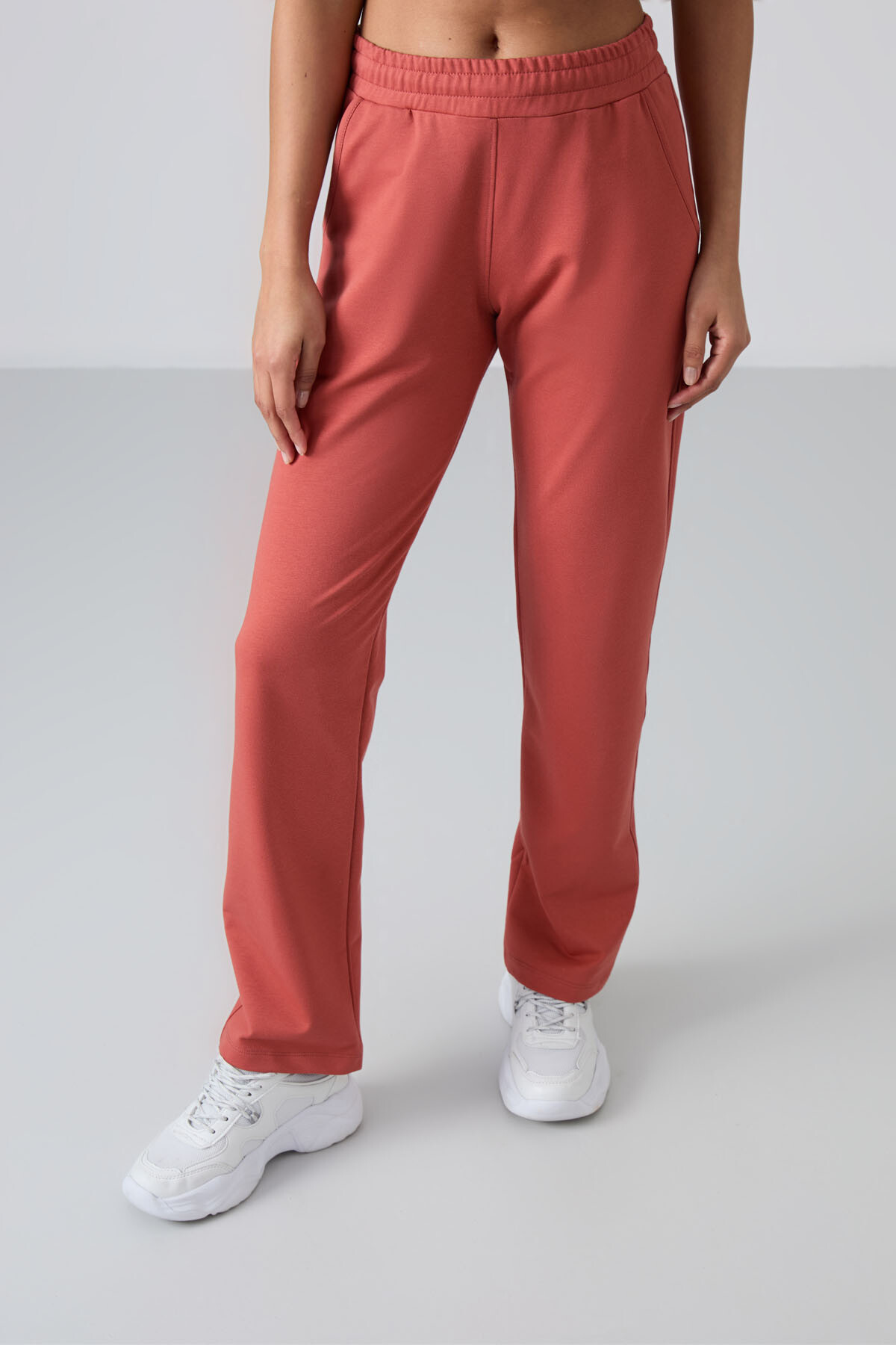 Kiremit Yüksek Bel Cepli Rahat Form Klasik Paça Kadın Eşofman Alt - 94584 - TOMMYLIFE (1)