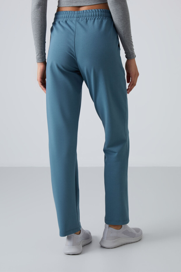 Orman Yeşili Yüksek Bel Cepli Rahat Form Klasik Paça Kadın Eşofman Alt - 94584 - 5