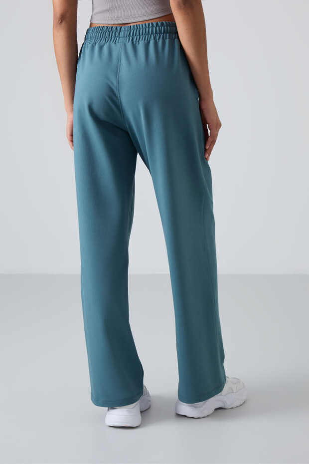 Orman Yeşili Yüksek Bel Cepli Rahat Form Geniş Paça Kadın Eşofman Alt - 94567 - 5