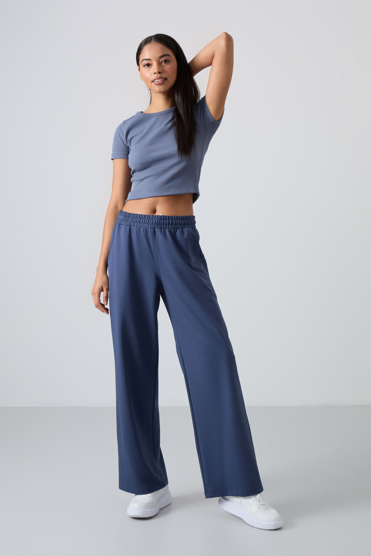 Petrol Yüksek Bel Cepli Rahat Form Geniş Paça Kadın Eşofman Alt - 94567 - TOMMYLIFE