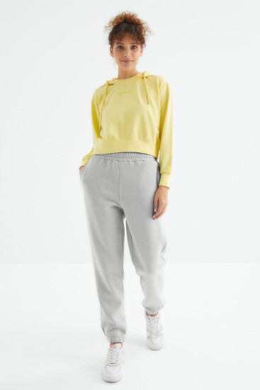 Taş Yüksek Bel Şardonlu 3 İplik Pamuklu Basic Kadın Eşofman Altı - 94624 - TOMMYLIFE