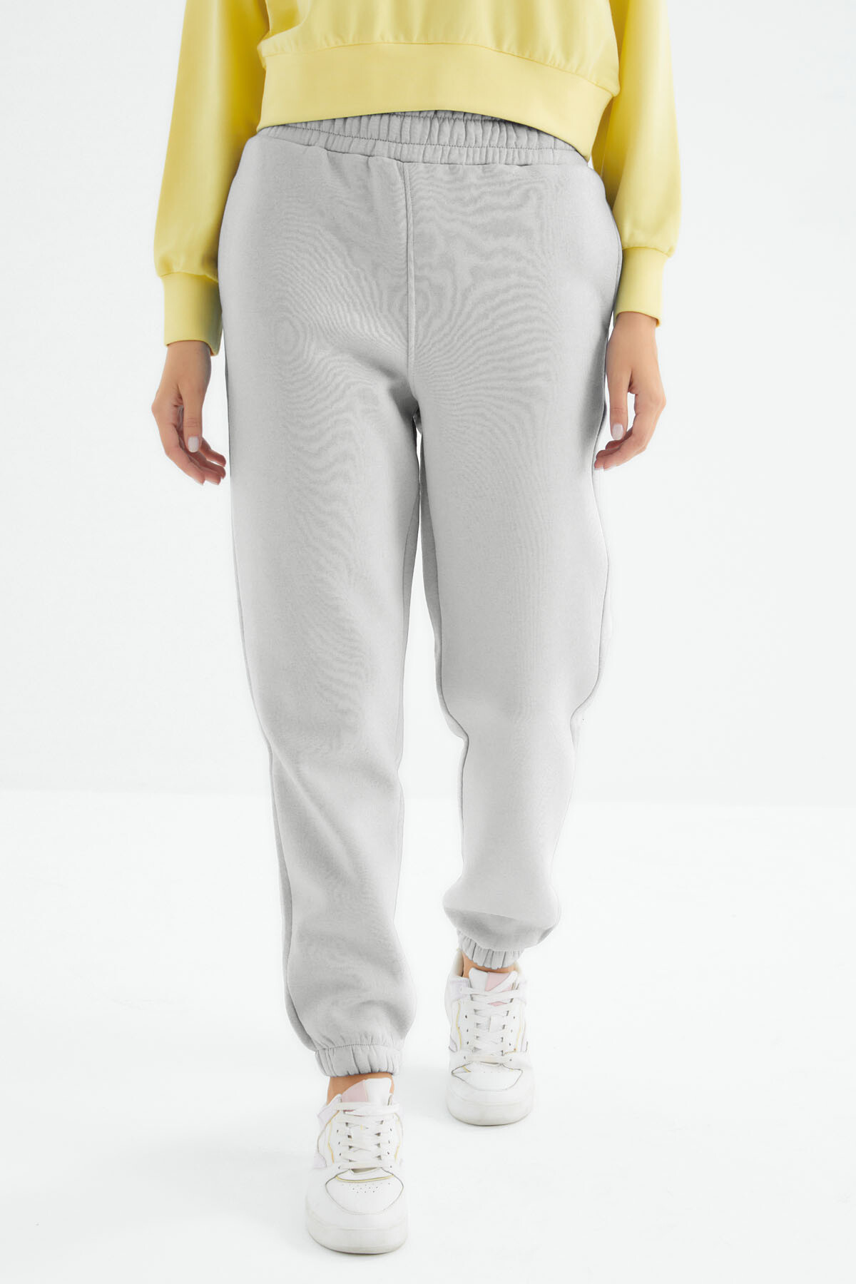 Taş Yüksek Bel Şardonlu 3 İplik Pamuklu Basic Kadın Eşofman Altı - 94624 - TOMMYLIFE (1)