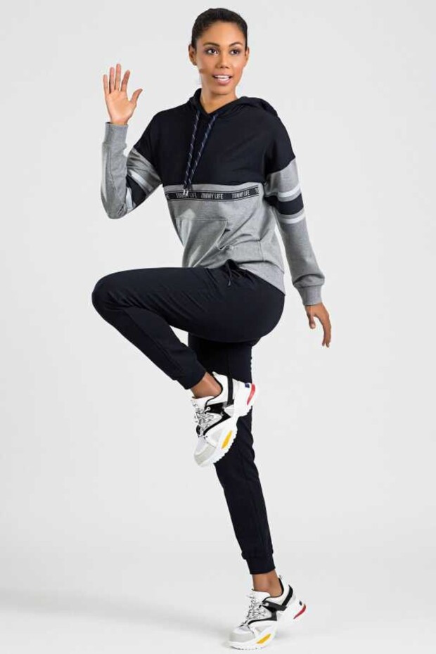 Gb melanj/lacivert - BAYAN EŞOFMAN TAKIM S-SHIRT/JOGGER - Gb melanj/lacivert - 1