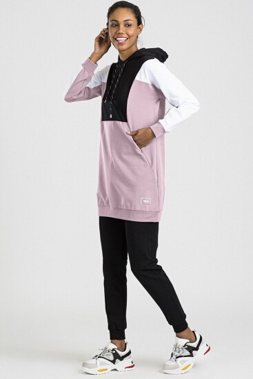 Gül kurusu / siyah - BAYAN EŞOFMAN TAKIM SWEAT/JOGGER - Gül kurusu / siyah 
