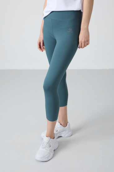 Orman Yeşili Yüksek Bel Slim Fit Dar Paça Kadın Kapri Tayt - 93097 - TOMMYLIFE (1)