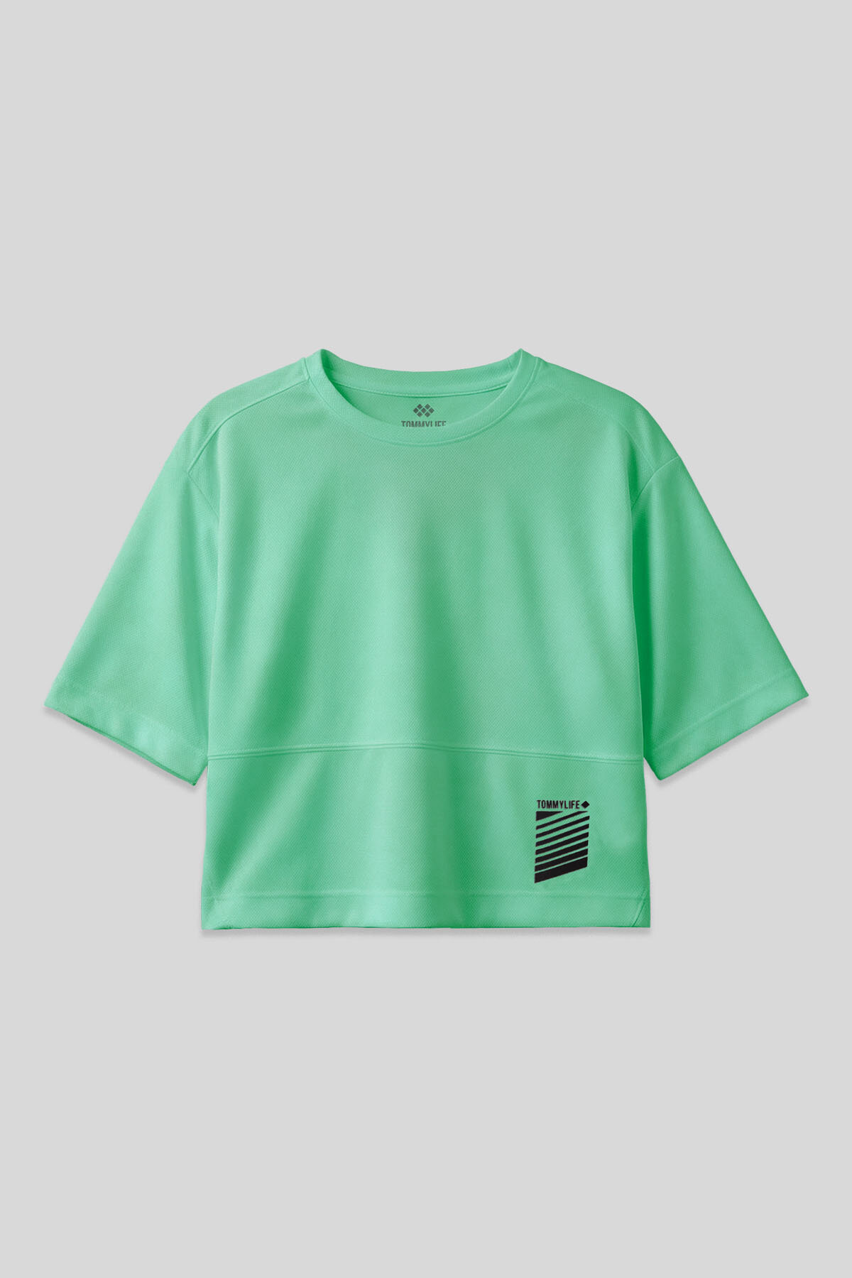 Su Yeşili Nefes Alan Dokulu İnce Esnek Oversize Fit Performans Kadın T-Shirt - 97284 - TOMMYLIFE