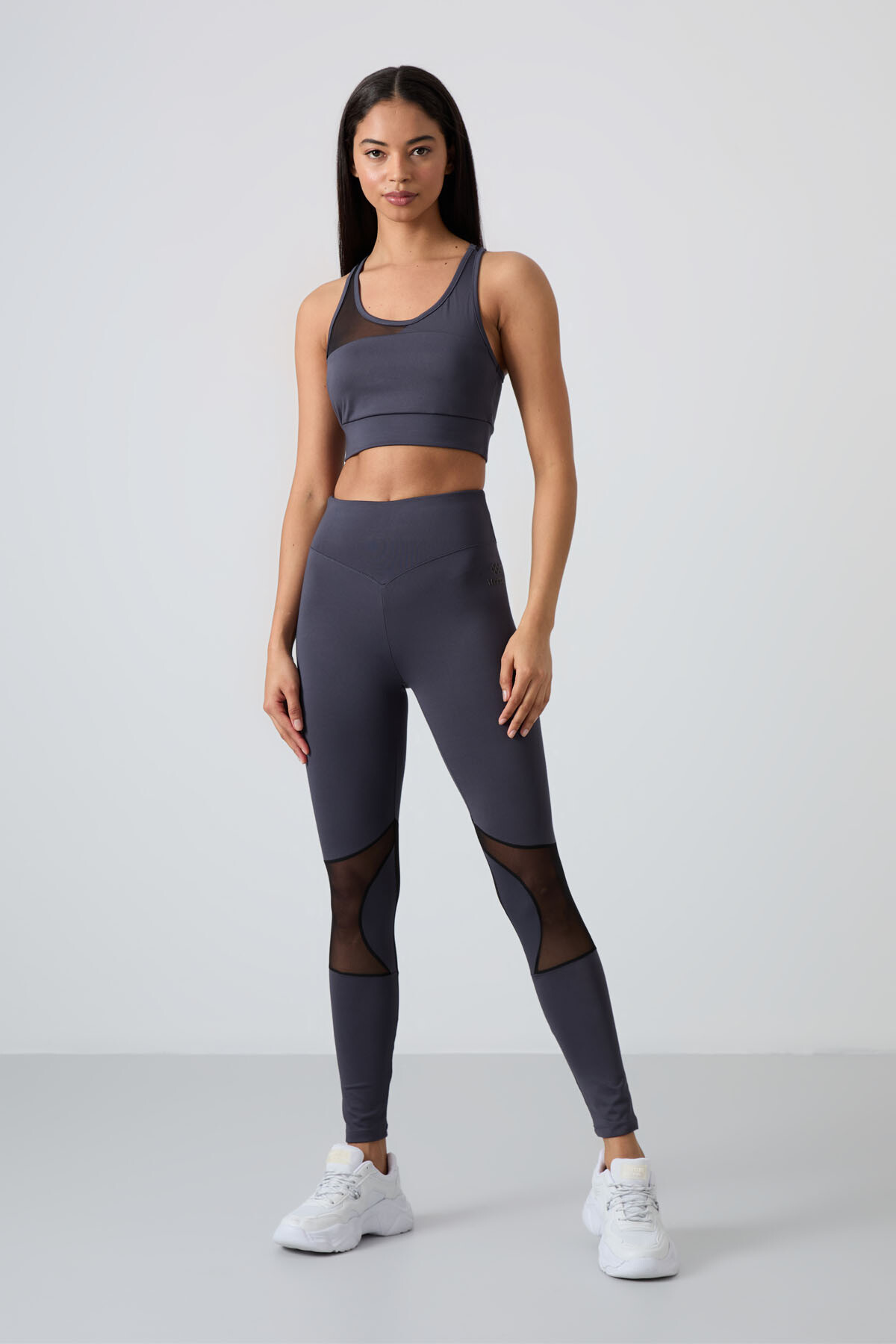 Antrasit Esnek Standart Fit Performans Kadın Tayt Takım - 95331 - TOMMYLIFE