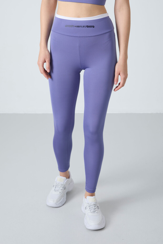 Eflatun Esnek Standart Fit Performans Kadın Tayt Takım - 95333 - 8