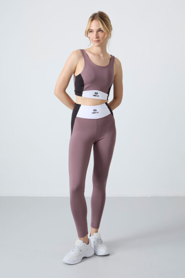 Gül Kurusu Esnek Standart Fit Performans Kadın Tayt Takım - 95334 