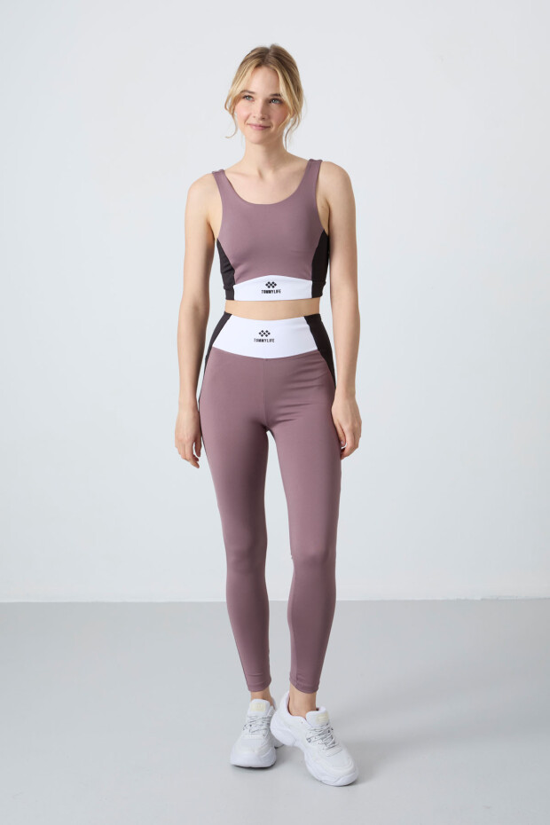 Gül Kurusu Esnek Standart Fit Performans Kadın Tayt Takım - 95334 - 5