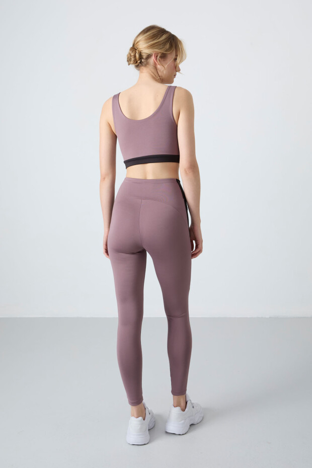 Gül Kurusu Esnek Standart Fit Performans Kadın Tayt Takım - 95334 - 8