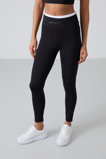 Siyah Esnek Standart Fit Performans Kadın Tayt Takım - 95333 - TOMMYLIFE (1)