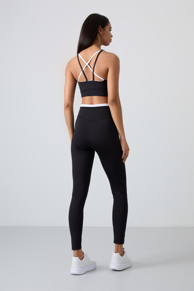 Siyah Esnek Standart Fit Performans Kadın Tayt Takım - 95333 - 7