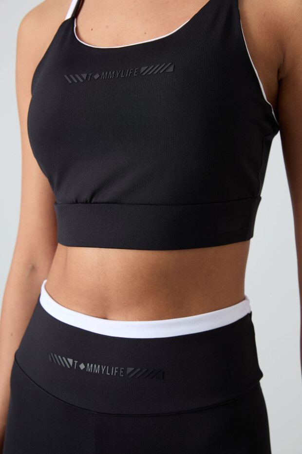 Siyah Esnek Standart Fit Performans Kadın Tayt Takım - 95333 - 5