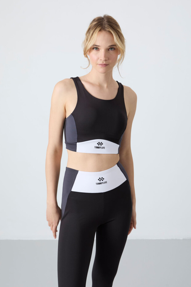 Siyah Esnek Standart Fit Performans Kadın Tayt Takım - 95334 - 2