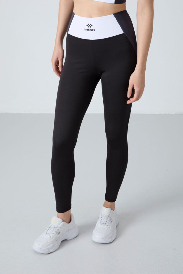 Siyah Esnek Standart Fit Performans Kadın Tayt Takım - 95334 - 3