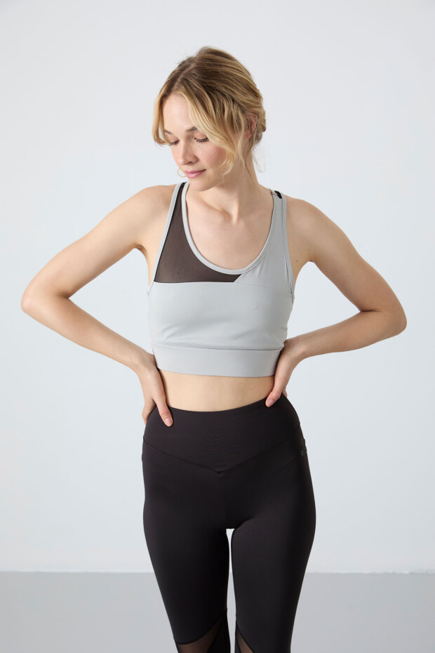 Taş - Siyah Esnek Standart Fit Performans Kadın Tayt Takım - 95331 - 5