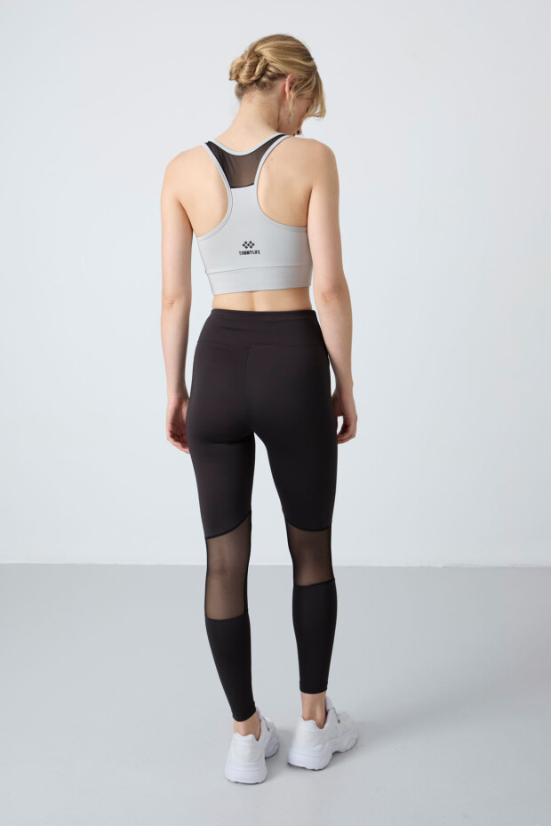 Taş - Siyah Esnek Standart Fit Performans Kadın Tayt Takım - 95331 - 10