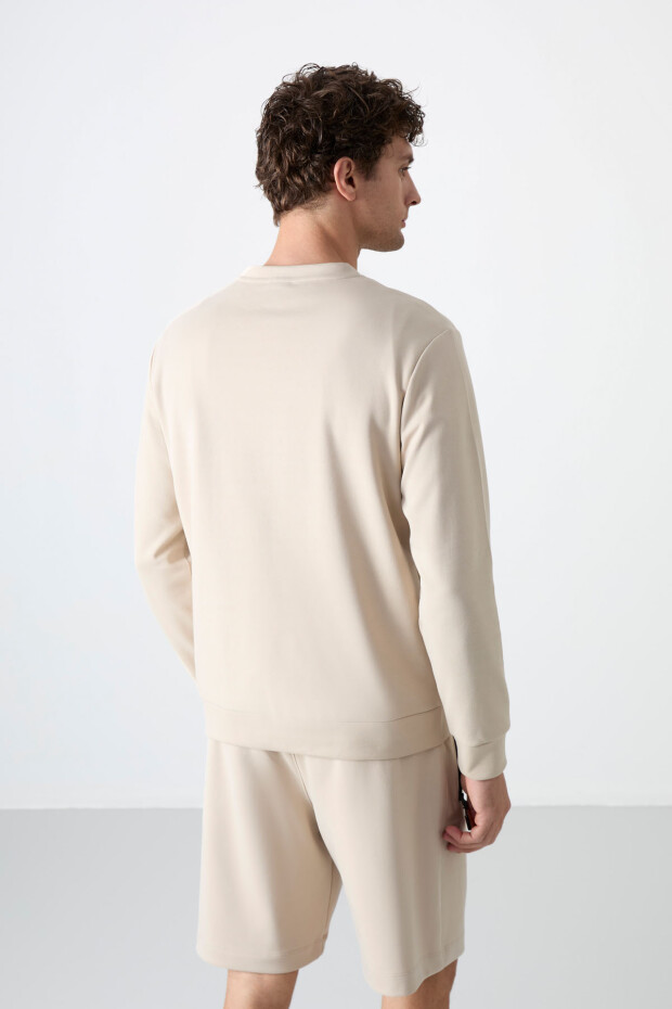 Bej Basic O Yaka Rahat Form Erkek Sweatshirt - 88053 - 6