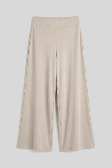 Bej Comfort Fit Geniş Paça Korsajlı Palazzo Kadın Pantolon - 94681 