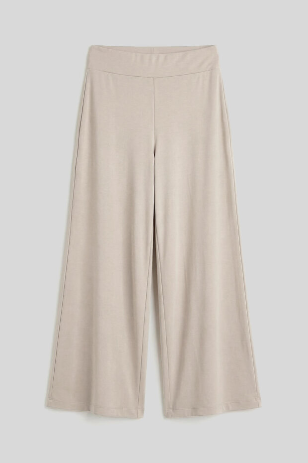 Bej Comfort Fit Geniş Paça Korsajlı Palazzo Kadın Pantolon - 94681 - 1