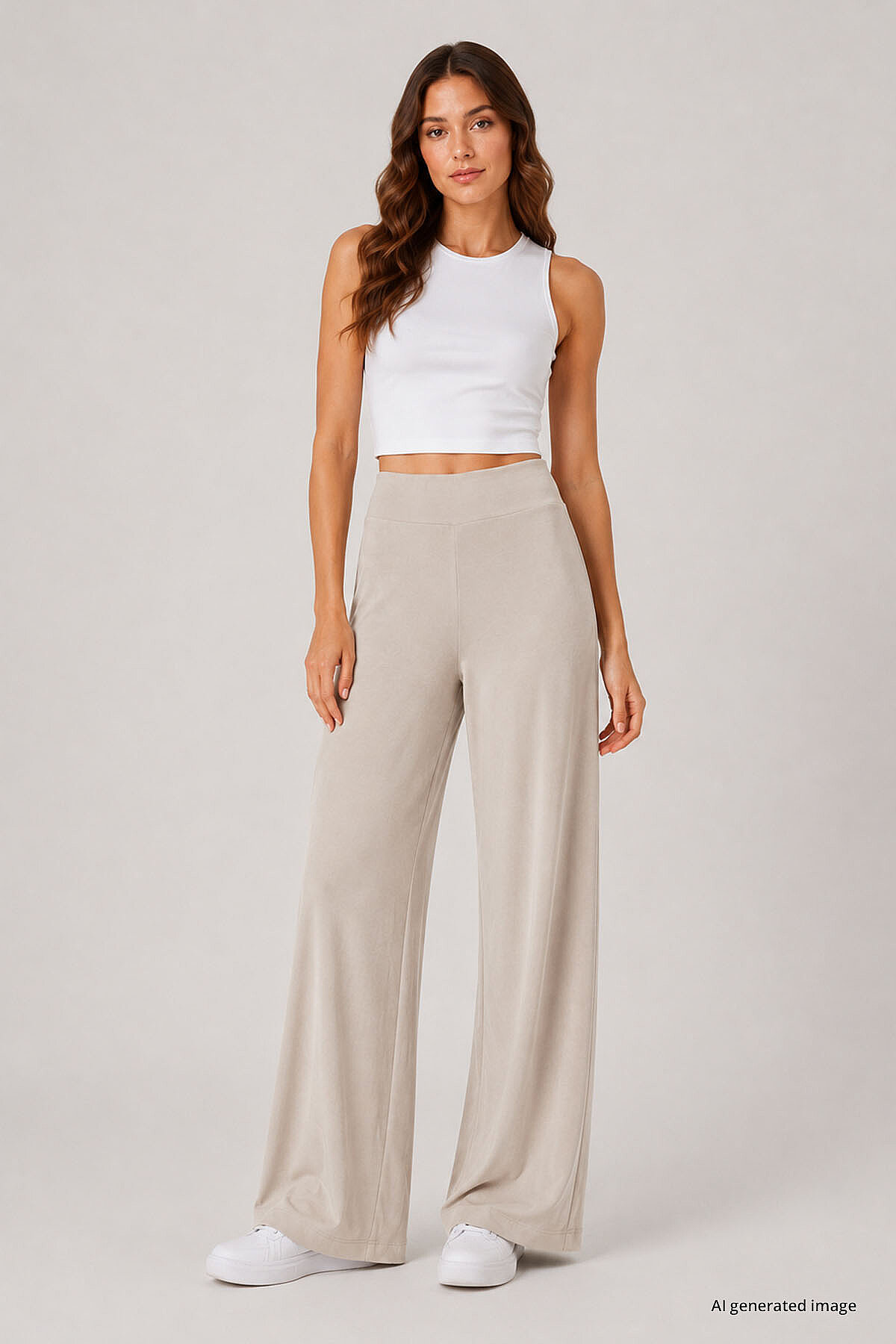 Bej Comfort Fit Geniş Paça Korsajlı Palazzo Kadın Pantolon - 94681 - TOMMYLIFE (1)