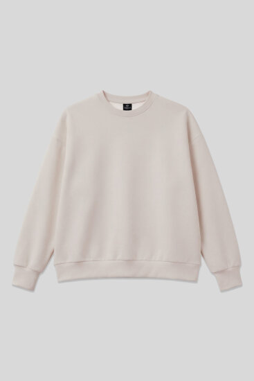 Bej Basic O Yaka Oversize Kadın Sweatshirt - 97053 - TOMMYLIFE (1)